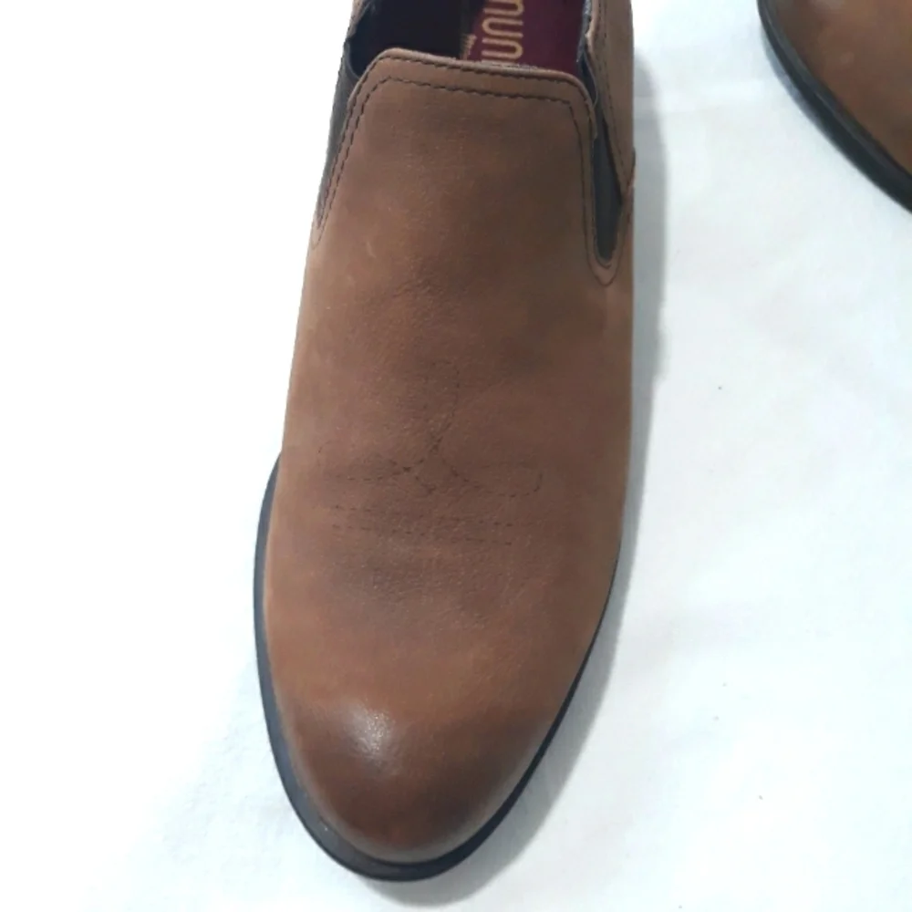 Munro American Tan Boots Leather Loafer Heels Bootie Size 11 M